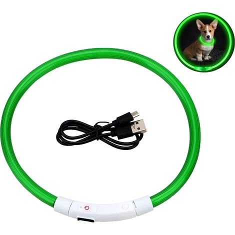 [NEUWERTIG]  Wiederaufladbares Hundehalsband, LED-Hundehalsband, blinkendes Sicherheitshalsband für alle Hunde für kleine, mittelgroße und große Hunde, die nachts laufen (Grün) -Versaill-INHHUB