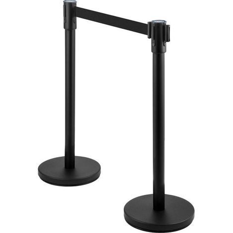 Poteau de guidage avec sangle rétractable - Lot de 4 pièces - Sangle noire 2 m - Connexion à 4 voies (1/5)