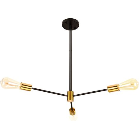 Plafonnier Moderne Noir Lampe De Plafond Rétro Luminaire Plafonnier Intérieur En Métal Lustre Simple À 3 Lumières Pour Couloir, Chambre À Coucher,E27 (1/5)