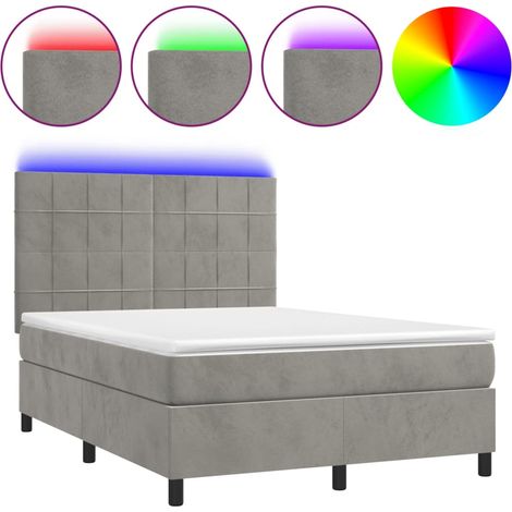 Maison Exclusive - Boxspringbett mit Matratze & LED Hellgrau 140x