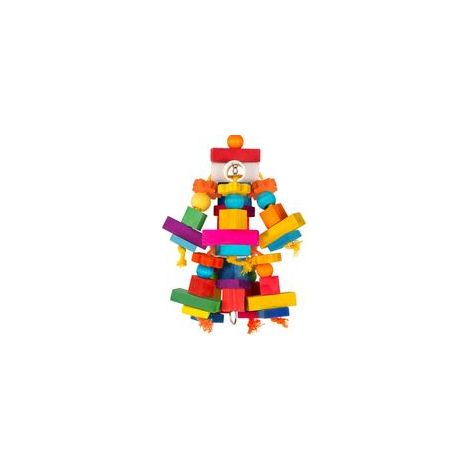 Großes Papageienspielzeug, Vogelspielzeug für Kakadus, Aras, Graupapageien, Amazonenpapageien, Sittiche, Unzertrennliche, mehrfarbige Naturholzbausteine zum Knabbern, Vogelkäfigzubehör (bunt) - Crezuo