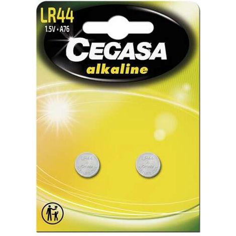 Cegasa lr44 pack de 2 batterie lr44 1,5v - ideale per telecomandi, giocattoli e termometri digitali.