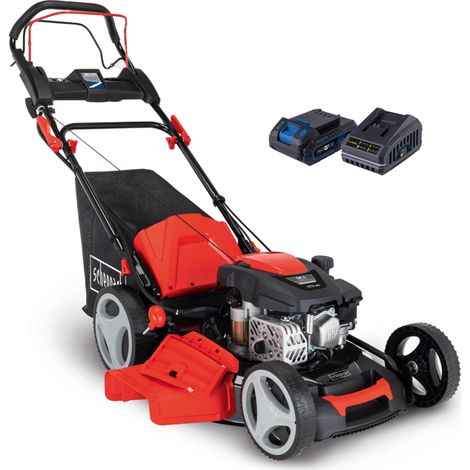 [JAMAIS UTILISE] Scheppach – Tondeuse thermique 7en1 hybride 173 cm³ – Largeur de coupe 51 cm – Hauteur de coupe 25-75 mm – Bac 65L – Démarrage électrique et manuel