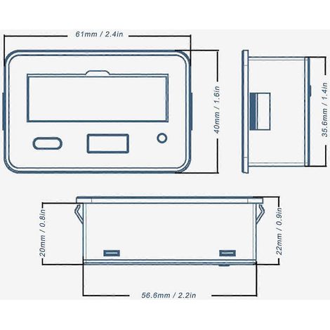 Batteriemonitor mit zwei Schnittstellen (DC 8 bis 30 V), LCD-Digitalanzeige der Batteriekapazität in Prozent und Spannungsüberwachung.