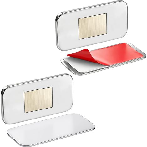 3mm Ultra Mince Aimant Porte Placard, Lot de 2 Loquet Magnétique Puissant, Acier Inoxydable Antirouille, Auto-adhésif, Sans Perçage, pour Armoire, Tiroir, Porte Coulissant, Salles de Bains (1/5)