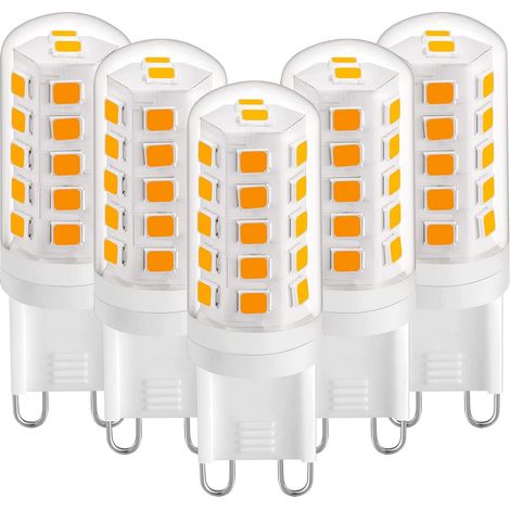 G9-LED-Leuchtmittel, 3 W, warmweiß 2700 K, G9-LED-Leuchtmittel, 420 lm, entspricht 28 W 40 W Halogenbirne, G9 LED-Maisbirnen für Schreibtischlampe, flimmerfrei, AC 220–240 V, 5 Stück [Energieklasse E] (1/5)