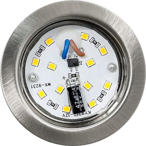 Spot Encastrable LED 12V 3,5W 3000K Blanc Chaud 300LM Extra Plat, Plafonnier Pour Meuble Avec Câble de 2m, Nickel (1/4)