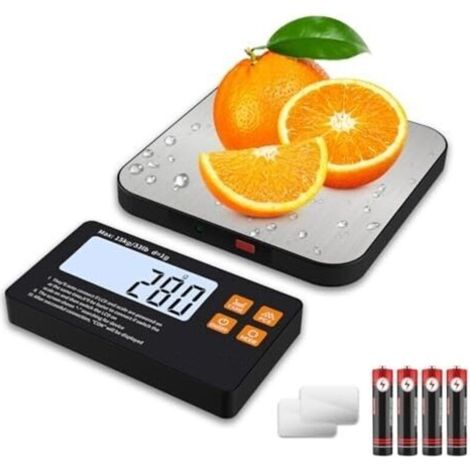 Kitchen Scale with Divided Display, 15kg/1g Connected Food Scale, Magnetic LCD Screen, Digital Scale, 7 Units, Tare Function, Stainless Steel for Pastry, Kitchen (1/4)
