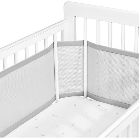 Barrière de lit réglable pour bébé – Amovible, Lavable, Portable Barrière de Protection 3D Respirante et résistante aux Chocs pour Nouveau-nés, pour Toutes Les Saisons (Gris) (1/5)