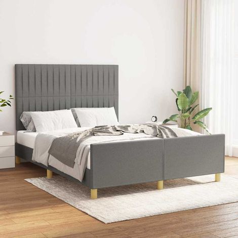 Cadre de lit sans matelas gris foncé 140x200 cm tissu (1/5)