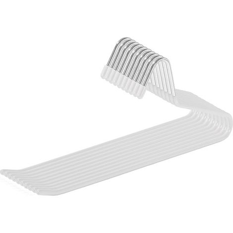 10 pcs Ceintre pour Pantalons, Antidérapants Porte Pantalon avec 5 Clips, Gain Place Extrémité Ouverte Cintres pour Pantalons, écharpes, Jeans- Blanc