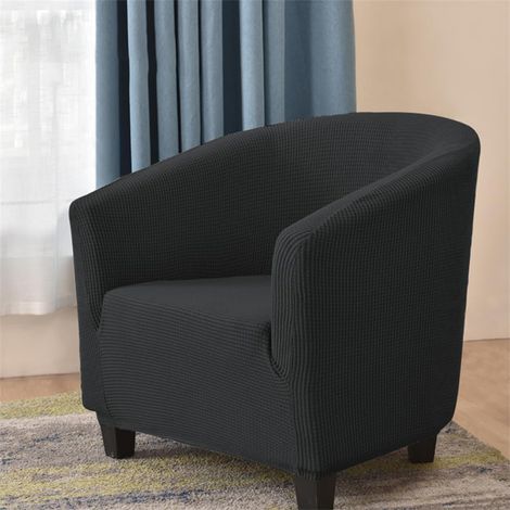 Extensible Housse de Fauteuil Chesterfield Jacquard Couleur Unie 1 Place Housse de Canapé Salon Club Facile à Installer et à Laver Couverture de Fauteuil(Noir) (1/5)