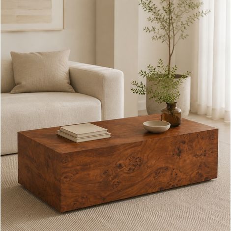 Tavolino da salotto minimalista in MDF effetto legno, struttura stabile, superficie facile da pulire, noce (1/5)