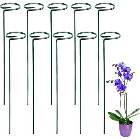10 Pièces 40cm Piquets Ronds Support pour Plantes, Jardin Tige Unique Support, Piquets de Soutien pour Plantes, Tuteurs pour Plantes, pour Fleurs, Tomates, Lys, Pivoines, Roses (1/5)
