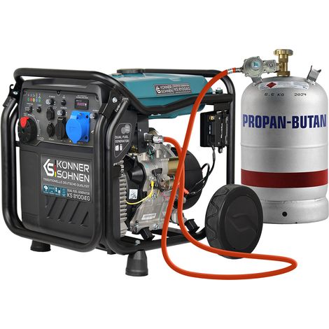Generatore Inverter Dual Fuel Könner & Söhnen KS 8100iEG (Gas/Benzina), 8,1 kW, Avviamento Elettrico, Onda Sinusoidale Pura, Ideale per Casa, Professionisti e Dispositivi Sensibili, USB Integrata (1/5)