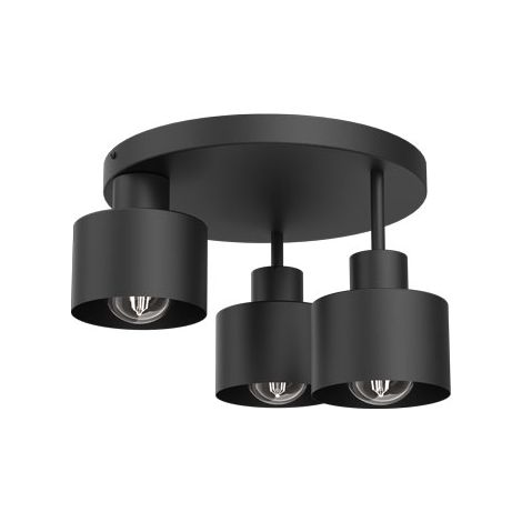 Plafonnier métal noir rond Parkla 3xE27 15W Luminex