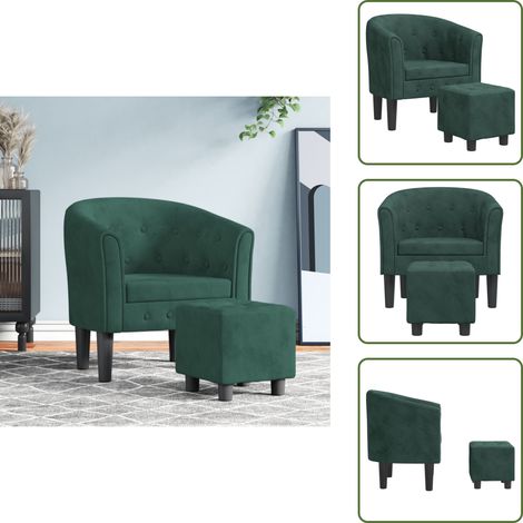 Fauteuil avec repose-pied vert foncé velours - Fauteuil Convertible - Fauteuil Relax - Fauteuil Velours - Chaise Confort - Meuble Salon