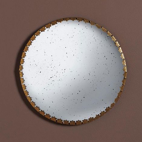Miroir antique convexe bords festonnés 27x27x1cm