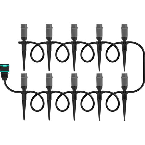 Bewässerungssystem – 3 Sprühmodi: Tropfen, Sprühen & Nebel – modulares System inkl. 15m Schlauch, 10x Tropfer, 10x Erdspieße & Universal-Schnellanschluss (1/5)