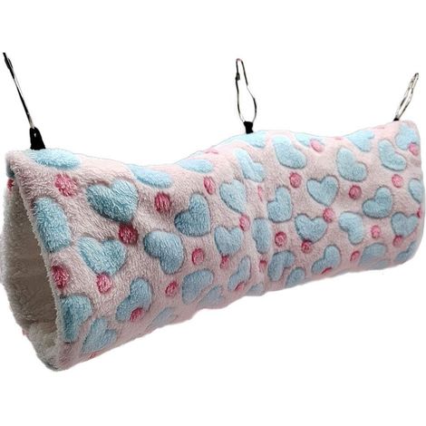 Small Animal Hanging Tunnel Hamster Super Soft Plush Tunnel Hammock (pink) (1/5)