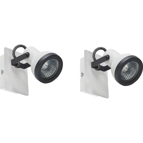 Conjunto de 2 lámparas de pared de metal blanco negro brazo articulado Baro