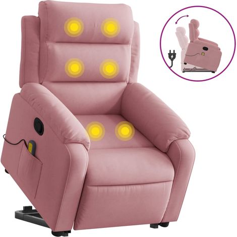 Maison Exclusive - Poltrona Alzapersona Reclinabile Rosa in Velluto (1/5)
