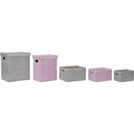 Korbset 5 PP 44x36x50 Pink Material PP mehrfarbige Farbfamilienkörbe und Kisten Details (1/5)