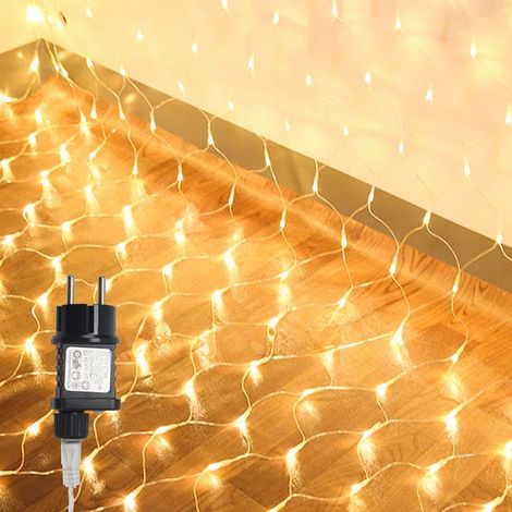 Guirnalda de luces LED de color blanco cálido, 3 x 2 metros, 13 modos, cortina de luces navideñas para interior/exterior. (1/4)