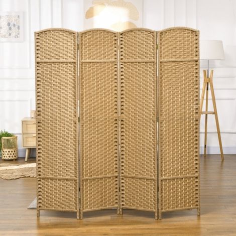 Paravent pliable 4 panneaux finition naturelle, cloison séparatrice pour salon, chambre et bureau à la maison (1/5)
