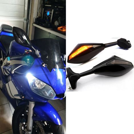 Rétroviseurs Moto Style Course avec Clignotants LED pour CBR 600 F3 F4 F4i, Rétro Éclairage Intégré, Paire Universelle (1/5)