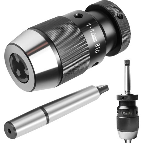 1 - Mandrin Auto-Serrant - Cône MK2/MT2 - Perçage Précision 1-16mm - Acier HRC45 Pour Tour Et Perceuse - Noir - 10x1,6cm (1/5)