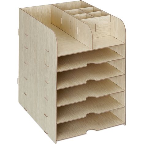 Organizer da scrivania moderno con 12 scomparti 34,5 x 25 x 32 cm in MDF beige 130012211