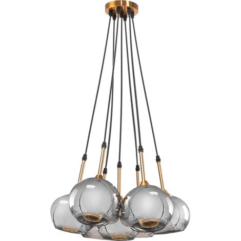 Pendant Lamp TOOLIGHT APP898-7CP Black Gold Metal Glass Balls G9 7-light points