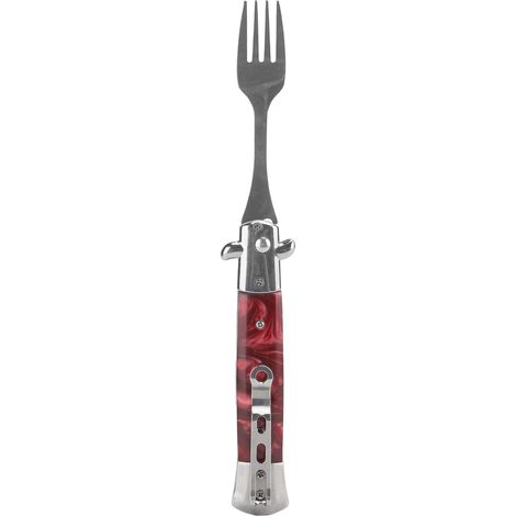 Fourchette de Camping Automatique à Ressort, Compacte et Pliable en Acier Inoxydable 304, Déploiement par Bouton Unique, Idéale pour Randonnée et Pique-nique (1/5)