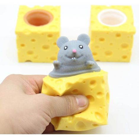 Souris en fromage à presser, jouet écologique en silicone souple pour soulager l'anxiété et le stress (1/5)