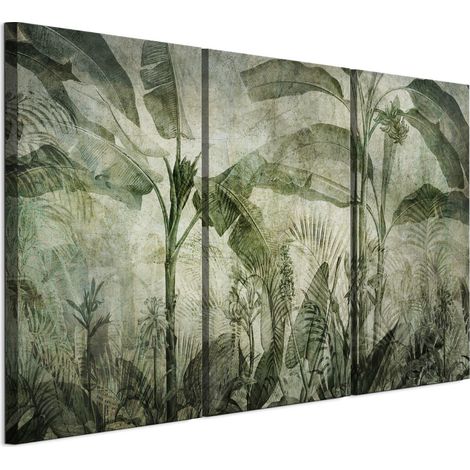 Quadro su tela italiana 90 x 60 cm trittico - stile giungla urbana - natura Quadro su tela italiana 120 x 80 cm trittico - stile giungla urbana - natura (1/5)