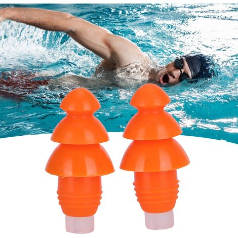 Wiederverwendbare, wasserdichte Silikon-Ohrstöpsel zur Geräuschreduzierung beim Schwimmen und Schlafen (orangefarbene Schachtel) (1/5)