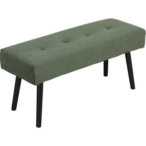 Panca imbottita in tessuto effetto corda verde con gambe in metallo 100 x 36 x 45 cm (1/4)