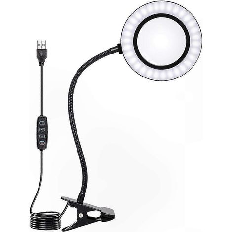 Loupe lumineuse LED réglable avec pince et col flexible pour le bricolage, la couture et les travaux manuels. (1/5)