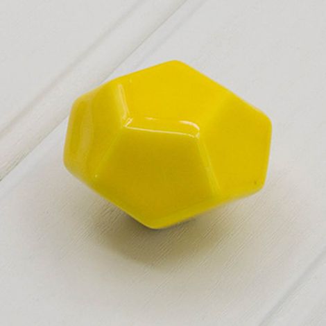 Poignée de meuble en céramique forme diamant pour porte, tiroir, placard et armoire - Jaune