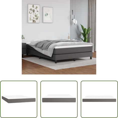 vidaXL Mousse de soutien - Matelas de lit à ressorts ensachés fermeté moyenne Gris 140x190x20cm Similicuir (1/5)