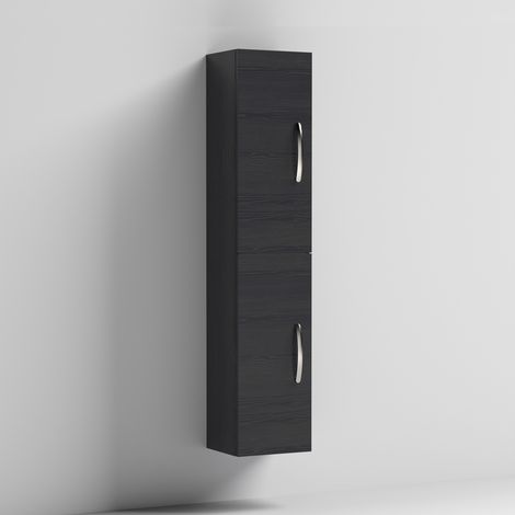 Nuie Athena Wall Hung 2-Door Tall Unit 300mm Wide - Charcoal Black (1/6)