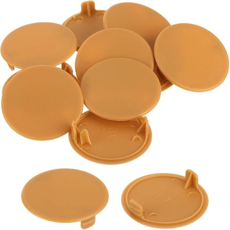 Plastic Hinge Hole Covers 40 mm Diameter Khaki 10pcs (1/4)