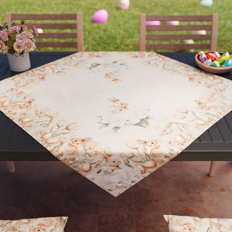 Centre de Table de Pâques 90x90 cm, Tissu en Microfibre Anti-Tache, Élégant et Lavable, Décoration Élégante pour Paques, 100% Fabriqué en Italie (1/3)