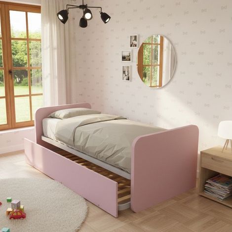 Letto singolo con letto estraibile, trasformabile in matrimoniale. Testate personalizzabili, reti in acciaio e doghe in faggio - Cipriaf3c4ff