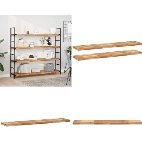 Schweberegale 2 Stk. 160x30x4 cm Massivholz Akazie Ölbehandelt - Wandregal - Akazienholz (1/5)