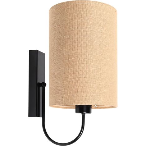 Applique Boho 0E0k-D-131cz - Pietement noir, extérieur en jute beige crème, intérieur beige crème (1/3)