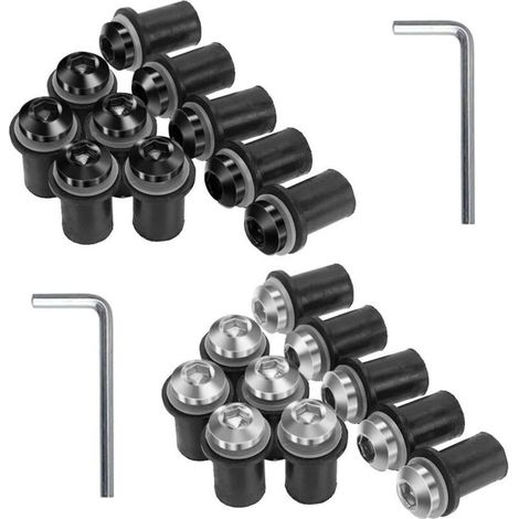 Tornillos para carenado de motocicleta, 20 piezas con llave y anillo de goma para parabrisas. (1/4)