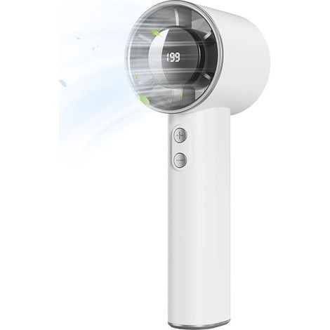 Mini Ventilateur Portable à Main - 3000mAh Petit Ventilateur de Table USB,1-199 Vitesses,Jusqu'à 13H d'Autonomie,Écran LED,Batterie Rechargeable,Fan sans Fil pour Intérieur Extérieur,avec Lanière (1/5)