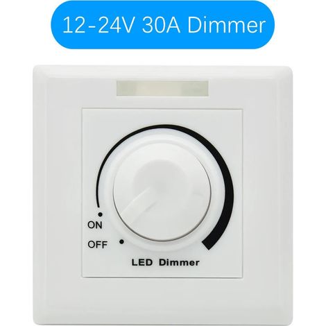 12-24V/30A Low Voltage Monochrome Dimmer Switch with LED, PWM Button, Remote Control, Surface or Flush Mount, 86-Position Control Panel